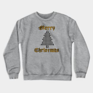 White & Gold Merry Christmas Plaid Crewneck Sweatshirt